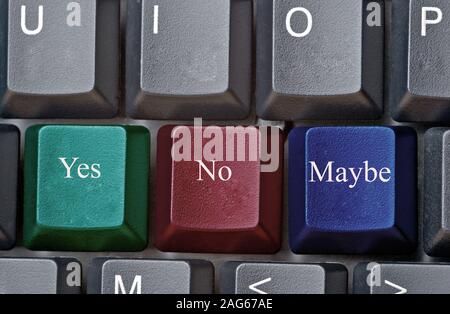 Hot keys with Yes, No, Maybe Stock Photo
