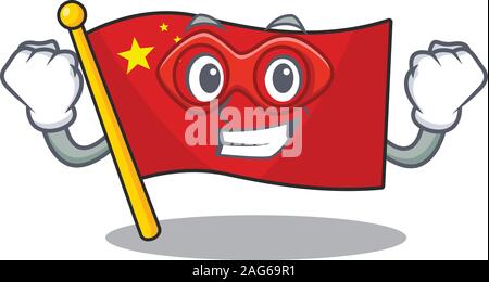 A picture of flag china Scroll dressed as a Super hero Stock Vector