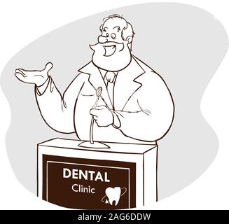 Dental health care concept vector illustration (Doctor speaking at the rostrum ) – stock illustration Stock Vector