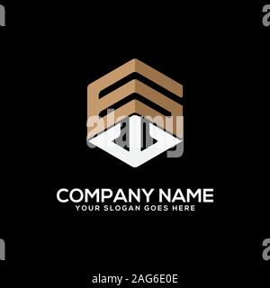 GW initial letter Logo Inspiration, G and W combination logo vector with hexagonal idea Stock Vector