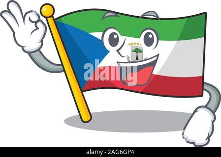 Flag equatorial guinea Scroll mascot design making an Okay gesture Stock Vector