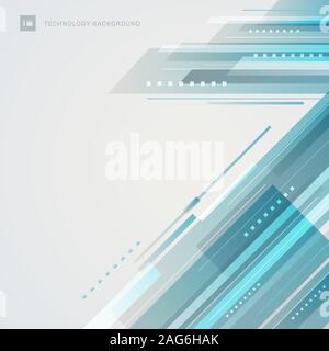 Abstract technology futuristic style blue geometric pattern overlap on white background with space for your text. Vector illustration Stock Vector