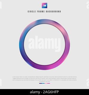 Abstract white circle frame and colorful vibrant color border on gray background. Vector illustration Stock Vector