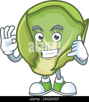 Call me cool brussels sprouts cartoon character design Stock Vector