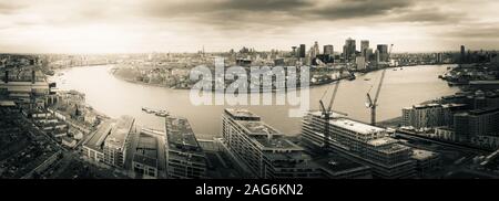 Grayscale aerial photography shot of the industrial district in London Stock Photo