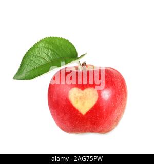 An apple with heart shape on ist Stock Photo