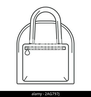 Hand bag with handle and zipper pocket linear icon Stock Vector