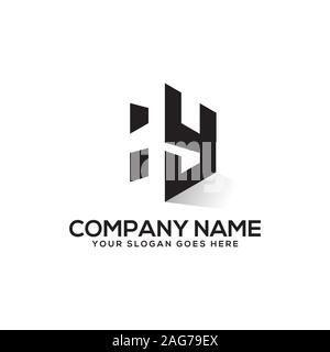 H logo designs,H letter with negative space logo vector Stock Vector