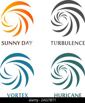Set of abstract spinning vector logos. Collection of natural dis Stock Vector