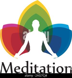 Logo for the yoga studio. Relax studio logo. Meditation. Buddhist teachings. Vector logo meditation master. Human development, self-development, self Stock Vector
