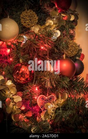 A close-up of red Christmas tree decorations Stock Photo