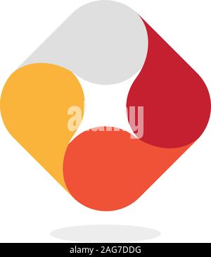 Abstract vector red isolated logo. Icon design shape spiral sign. Red star. Square, geometric shape. Stock Vector