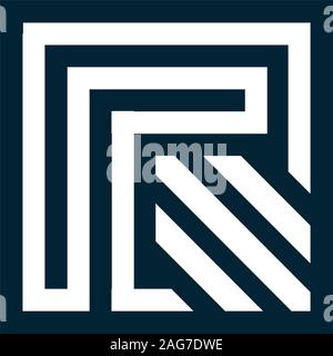 Letter R. Vector letter. Geometric isolated unusual logo. Stylized geometric shape with smooth corners. Logo architectural art of the creative team of Stock Vector