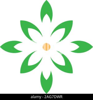 Organic vector green isolated logo. Leaves logo. Unusual abstract ecology beautiful logo. Leaves star. Leaves logo. Global eco logo. Planet earth eco Stock Vector