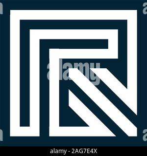 Letter R. Vector letter. Geometric isolated unusual logo. Stylized geometric shape with smooth corners. Logo architectural art of the creative team of Stock Vector