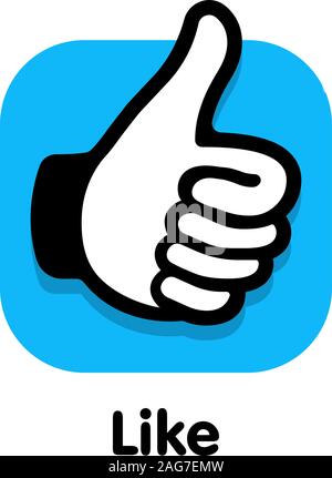 Flat isolated picture. Expression of sympathy in social networks, chats, correspondence, Internet. Vector blue, black and white color icon. Design Stock Vector