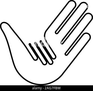 Isolated vector hands logo. Orphanage emblem. Family sign. Children care image. Adoption illustration. Child raising sing. Kindergarden icon. Charity Stock Vector