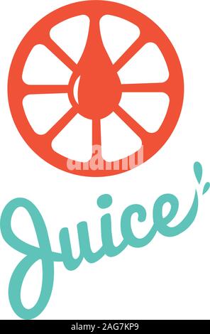 The inscription juice. Elegant logo with orange juice. The brand of orange juice. Orange juice logo with the inscription. Natural juice. Juice Factory Stock Vector