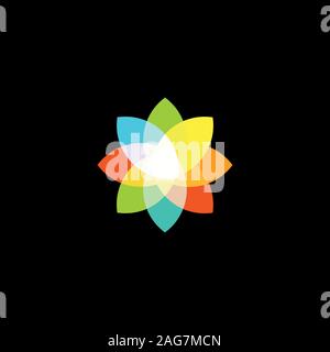 Isolated abstract star colorful logo. Color flower logo. Lotus vector logotype. Gladiolus vector logo.Daffodil vector logo. Organic nature icon Stock Vector