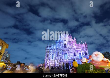Macao. 17th Dec, 2019. Photo taken on Dec. 17, 2019 shows the night view of Ruins of St. Paul's in Macao, south China. Over the past two decades, the special administrative region has made great strides in economic development and achieved prosperity and stability under the 'one country, two systems' principle. Credit: Yu Dongsheng/Xinhua/Alamy Live News Stock Photo