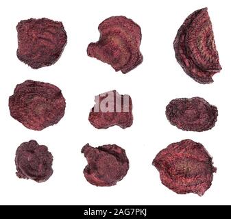 Portion of Beetroot Chips as detailed close-up shot; selective focus Stock Photo