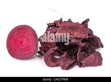 Portion of Beetroot Chips as detailed close-up shot; selective focus Stock Photo