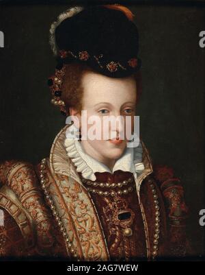 Portrait of Joanna of Austria (1547-1578), Grand Duchess of Tuscany, c. 1570. Private Collection. Stock Photo