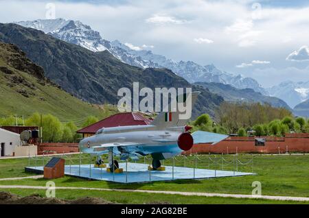 MIG-21 supersonic jet fighter and interceptor aircraft at Kargil War Memorial, Ladakh, India Stock Photo