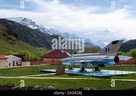 MIG-21 supersonic jet fighter and interceptor aircraft at Kargil War Memorial, Ladakh, India Stock Photo