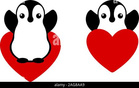 Isolated vector penguin logo. Animal icon. Cartoon illustration. Winter sign. Black and white. Graphic image. Stock Vector