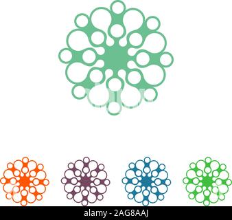 Aqua water droplets. Vector abstract unusually shaped logo. The symbol of the sun. Stock Vector
