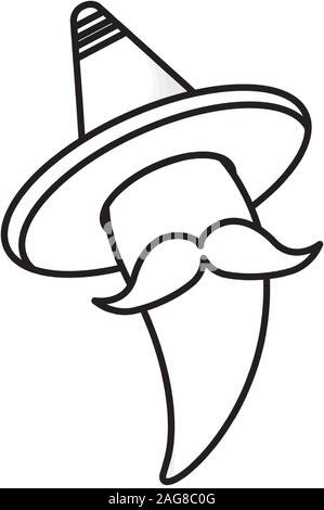 Mexican hat with mustache and chillis Stock Vector Image & Art - Alamy