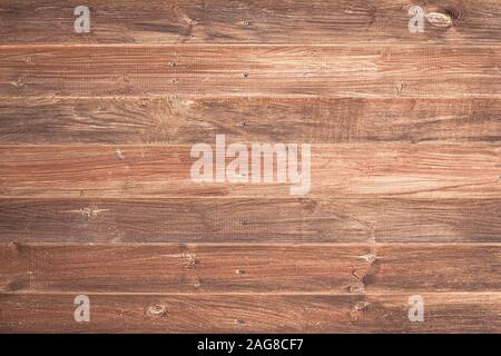 Wood surface. Grain timber texture, background. Wooden wall, fence with nails. Vintage brown planks. Old furniture Stock Photo