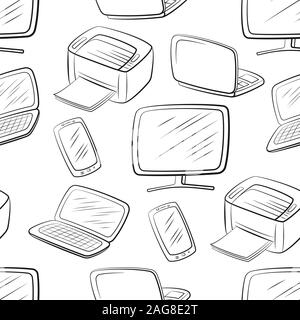 Computer Equipment Seamless Pattern Stock Vector