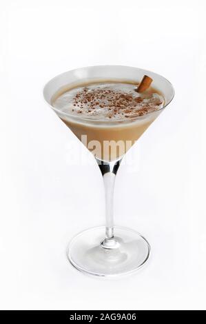 Vertical isolated shot of Brandy Alexander Cocktail - perfect for menu usage Stock Photo