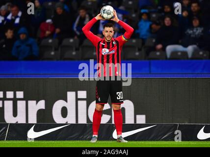 14 December 2019, Berlin: Soccer: Bundesliga, Hertha BSC - SC Freiburg, 15th matchday in the Olympic Stadium. Christian Günter von Freiburg. Photo: Soeren Stache/dpa-Zentralbild/dpa - IMPORTANT NOTE: In accordance with the requirements of the DFL Deutsche Fußball Liga or the DFB Deutscher Fußball-Bund, it is prohibited to use or have used photographs taken in the stadium and/or the match in the form of sequence images and/or video-like photo sequences. Stock Photo