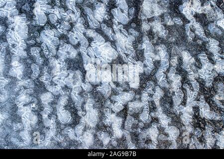 Texture of ice in the winter. Abstract background for design, photographed closeup. Stock Photo