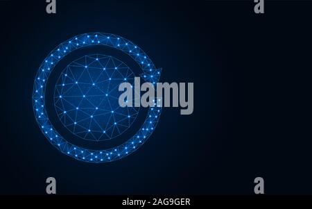 Cycle low poly design, rotation wireframe mesh polygonal vector illustration made from points and lines on dark blue background Stock Vector