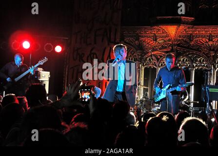 Mark E Smith & The Fall perform 15/05/2014 Manchester Cathedral gig - Simon Archer, Mark.E.Smith, Pete Greenway Guitarist & Elena Poulou Keyboard Stock Photo