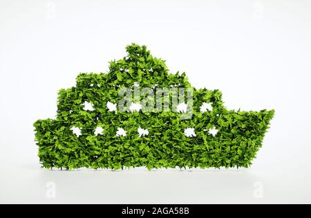 Ecology ship concept. 3D illustration of a green ship isolated on white. Stock Photo