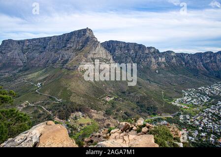 Table Mountain as seen from Lions Head Stock Photo