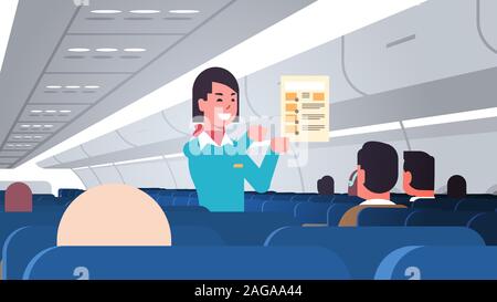 Flight Attendant Explaining Safety Instructions Stock Vector Image ...