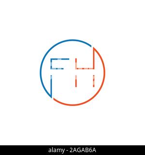 Initial letter fh or hf logo vector design template Stock Vector