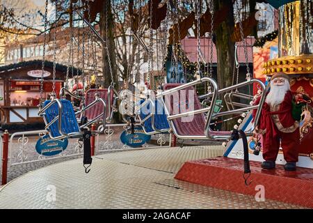 swing carousel on christmas market Stock Photo