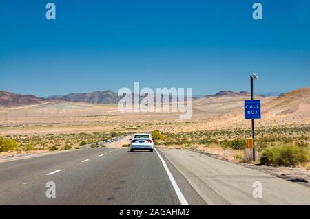 Mojave desert and Interstate 15 between Los Angeles and Las Vegas, California, USA Stock Photo