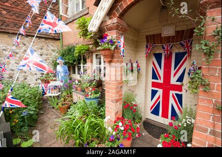 The village of Albury near Guildford in Surrey decorating their homes for the Queen's Diamond Jubliee celebrations. Stock Photo