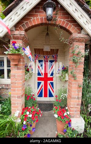 The village of Albury near Guildford in Surrey decorating their homes for the Queen's Diamond Jubliee celebrations. Stock Photo