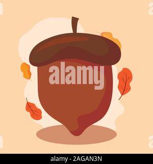 Acorn design, Autumn season nature ornament garden decoration and thanksgiving day theme Vector illustration Stock Vector