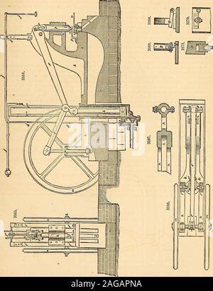 . Appleton's dictionary of machines, mechanics, engine-work, and engineering. ing-jaws. For the purpose of effectuallv discharging the littlecircles or cylinders of material separated from any article by the cutters, and which pass through thecutters and into the interior of the cylinder E, a cone is arranged with respect to the dischargingmouths of the punches, so that after the pieces of leather have passed out of the punches they areforced against the cone, and by it directed laterally and out of the space. Without some such con-trivance, the space is very liable so become filled or choked Stock Photo