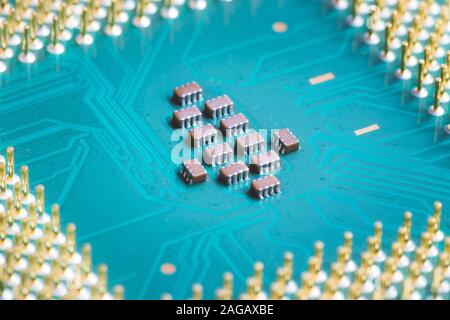 Computer chip cpu, close up; Computer technology. Stock Photo